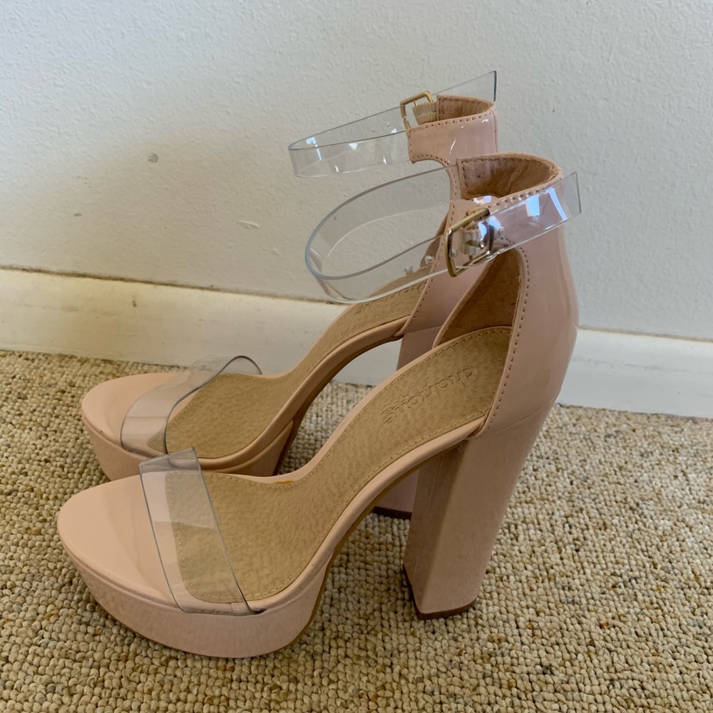 Nude clear heels